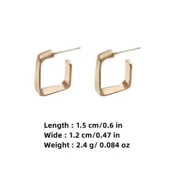 NEW Gold hoop earring geometric and irregular trendy minimalist dainty classy - Picture 4 of 6